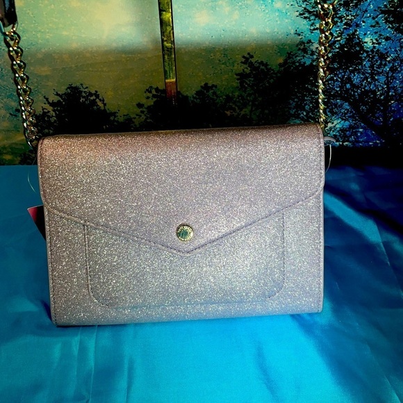 KATE SPADE NEW Tinsel Glitter Flap Crossbody Bag in Lilac Frost NWT - Picture 2 of 12